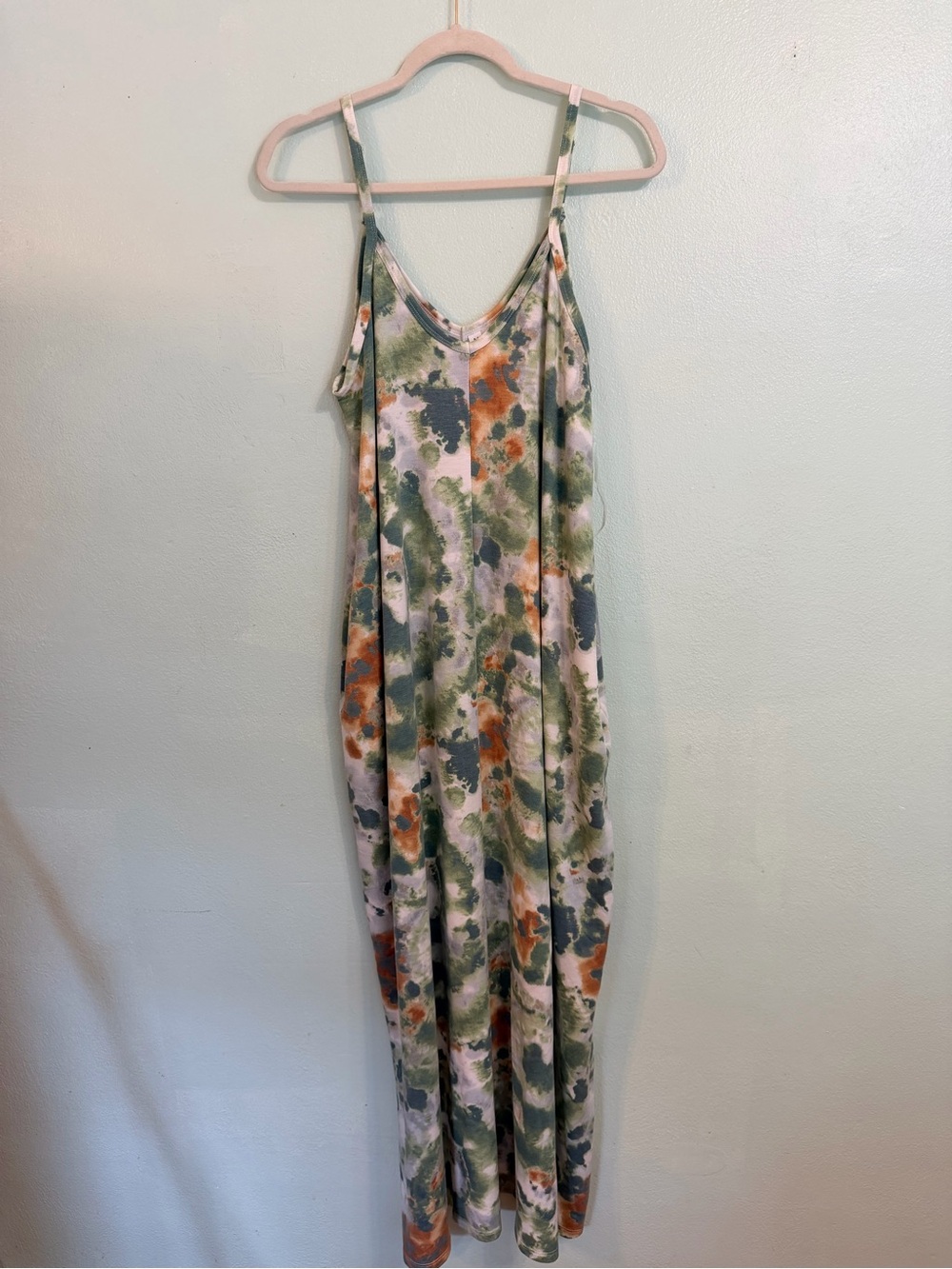Zenana Outfitters Green, Orange & Blue Tie-Dye Maxi Dress
